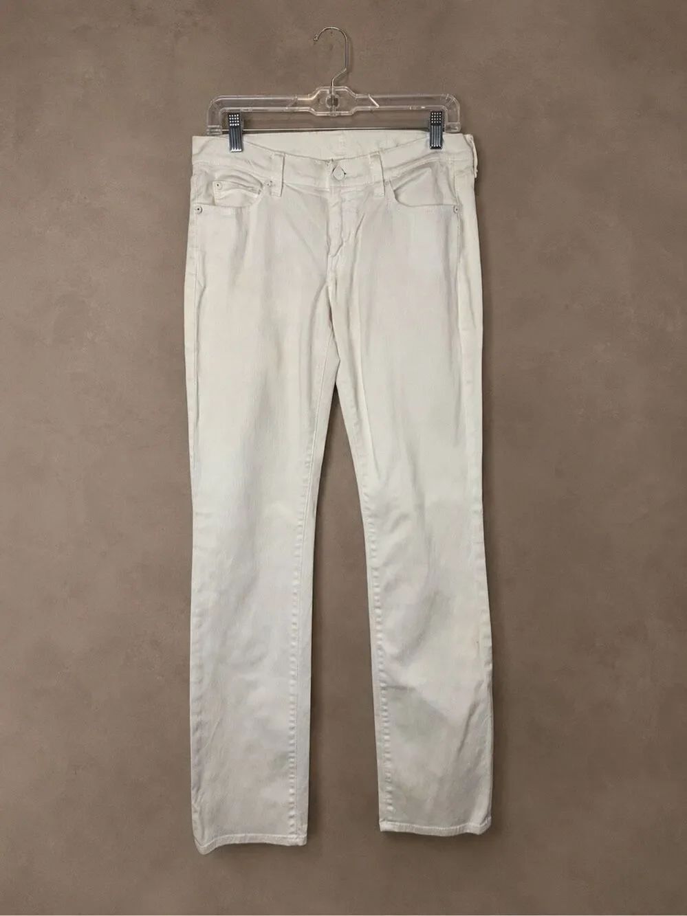 7 For All Mankind Size 28 Slim Straight White Stretch Jeans